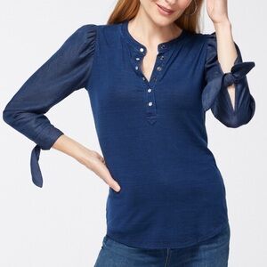 Chico’s Chambray Sleeve Henley Top